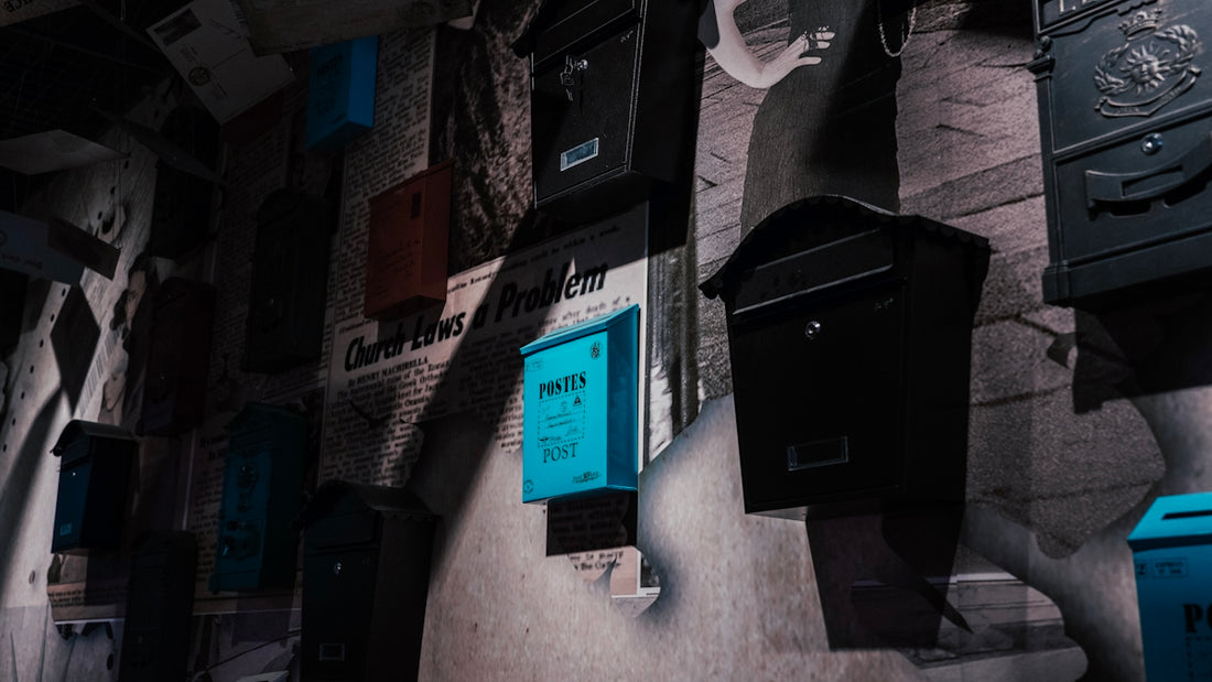 black mail box on wall